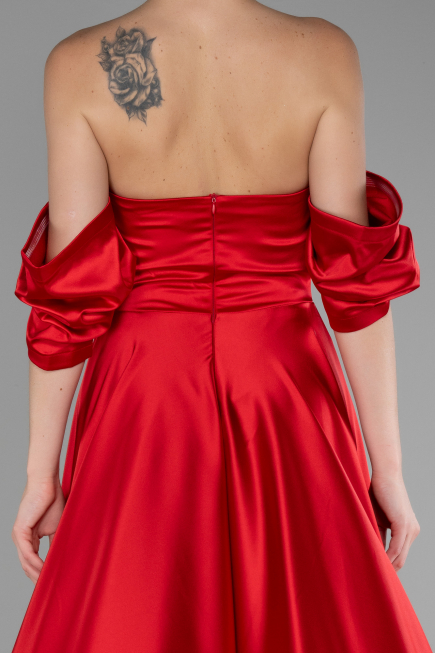 Abschlusskleid Lang Satin Rot ABU4132