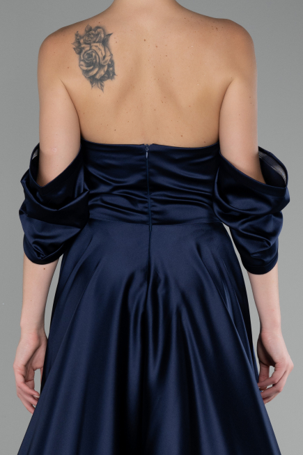 Abschlusskleid Lang Satin Marineblau ABU4132