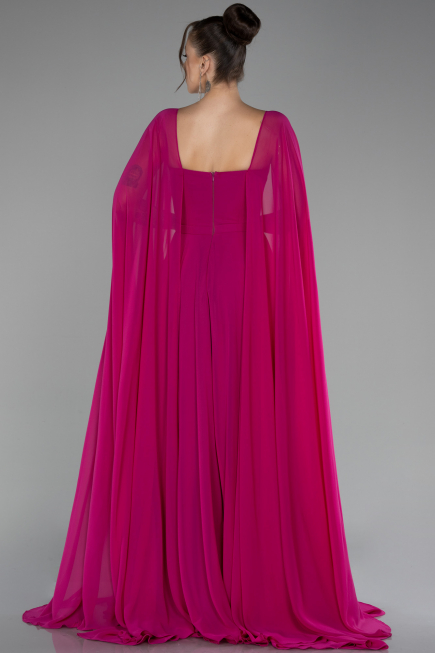 Standesamtkleid Lang Chiffon Fuchsie ABU4158