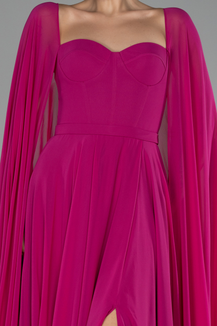 Standesamtkleid Lang Chiffon Fuchsie ABU4158