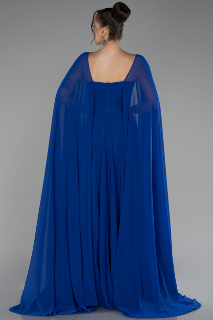 Standesamtkleid Lang Chiffon Sächsischblau ABU4158