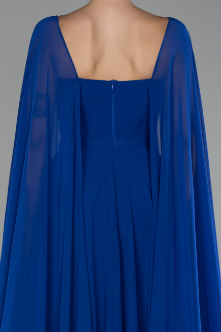 Standesamtkleid Lang Chiffon Sächsischblau ABU4158