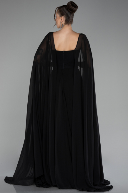 Standesamtkleid Lang Chiffon Schwarz ABU4158