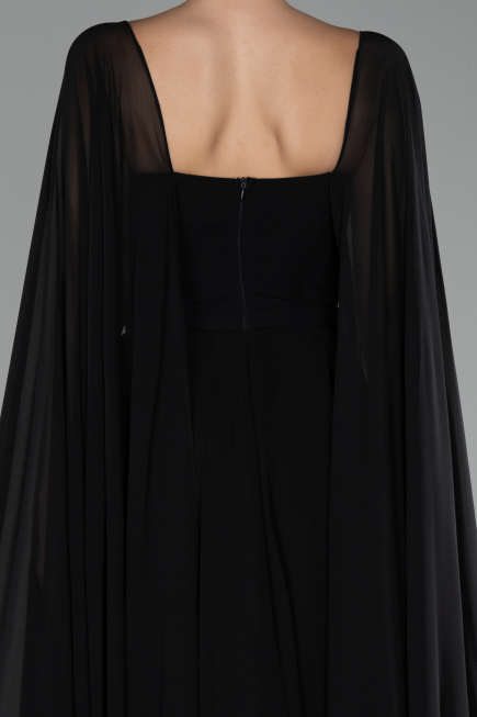 Standesamtkleid Lang Chiffon Schwarz ABU4158