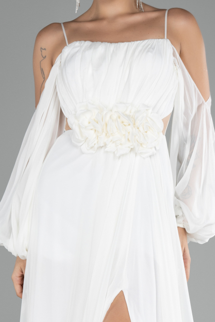 Abendkleid Lang Chiffon Weiß ABU4165