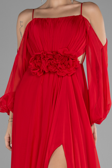 Abendkleid Lang Chiffon Rot ABU4165