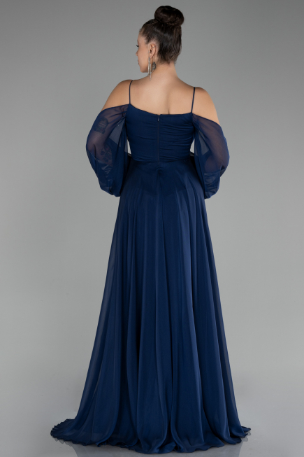 Abendkleid Lang Chiffon Marineblau ABU4165