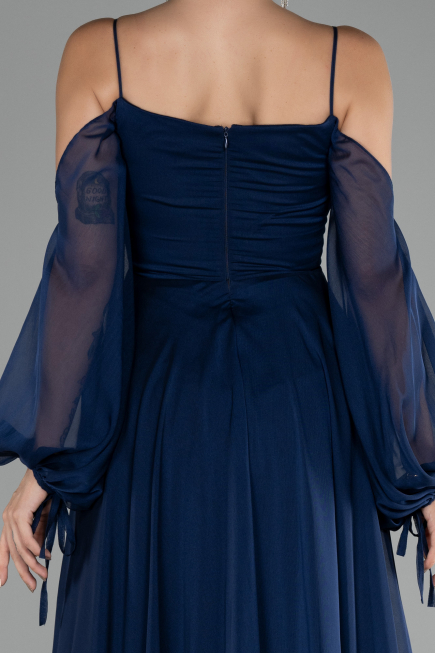 Abendkleid Lang Chiffon Marineblau ABU4165