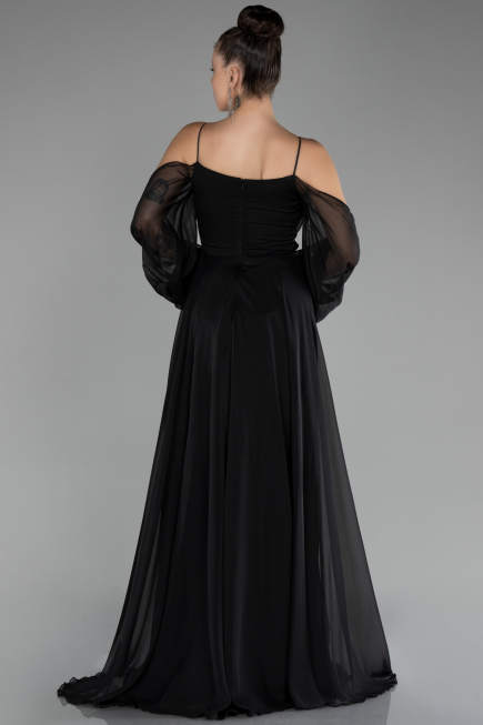 Abendkleid Lang Chiffon Schwarz ABU4165