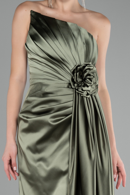 Abendkleid Lang Satin Khaki ABU4174