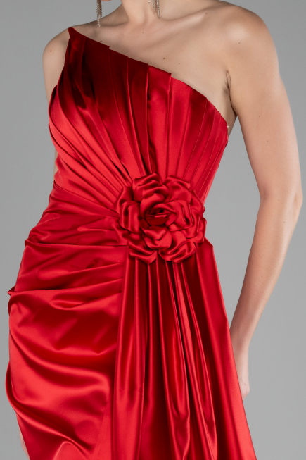 Abendkleid Lang Satin Rot ABU4174
