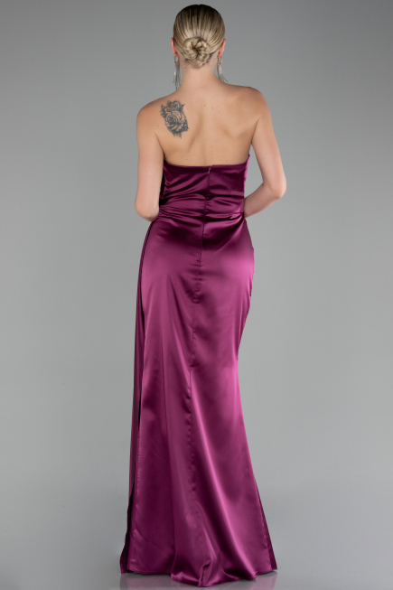 Abendkleid Lang Satin Pflaume ABU4174
