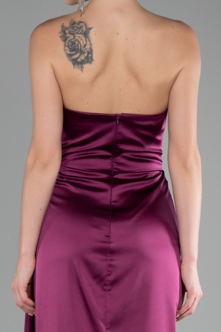 Abendkleid Lang Satin Pflaume ABU4174