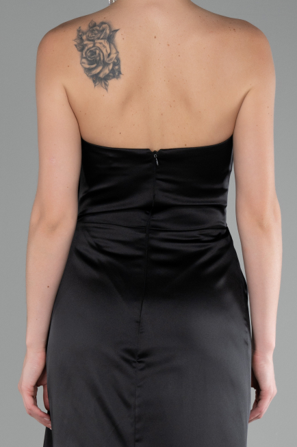 Abendkleid Lang Satin Schwarz ABU4174