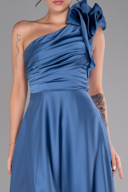 Abendkleid Lang Satin Indigo ABU4189