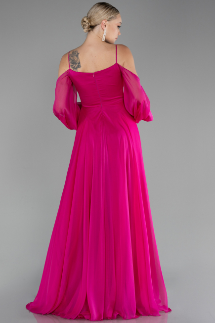 Abendkleid Lang Chiffon Fuchsie ABU4165