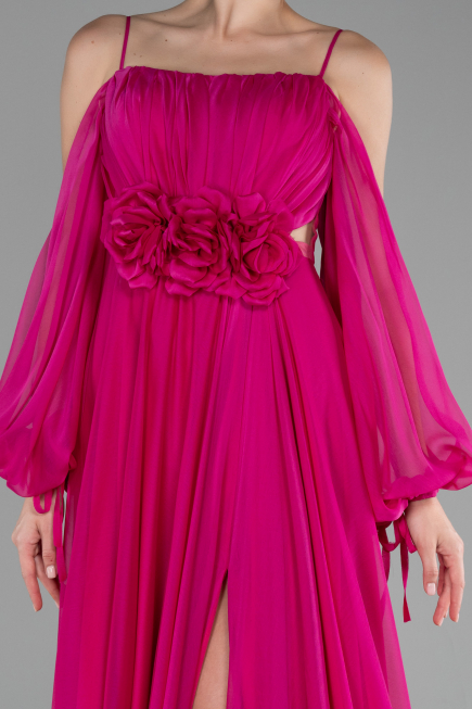 Abendkleid Lang Chiffon Fuchsie ABU4165