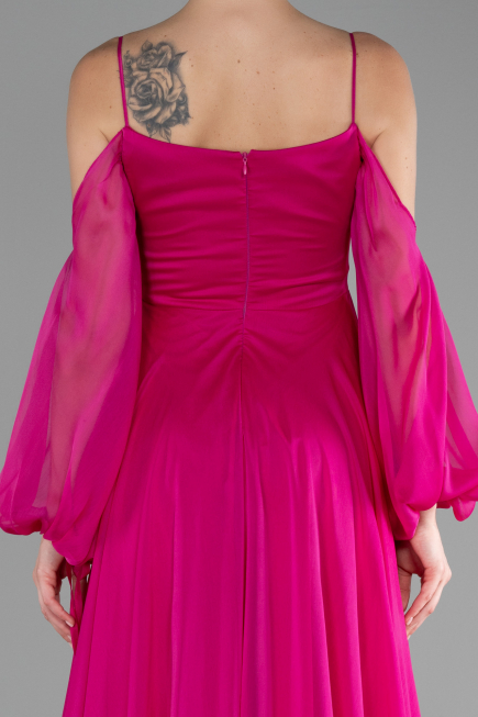 Abendkleid Lang Chiffon Fuchsie ABU4165
