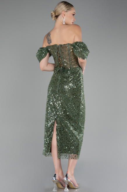 Partykleid Midi Schuppig Khaki ABK2130