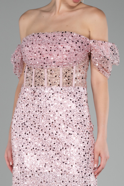 Partykleid Midi Schuppig Puder ABK2130
