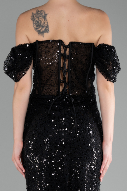 Partykleid Midi Schuppig Schwarz ABK2130