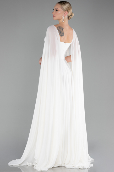 Standesamtkleid Lang Chiffon Weiß ABU4158