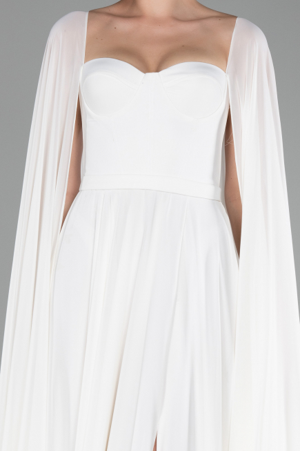 Standesamtkleid Lang Chiffon Weiß ABU4158