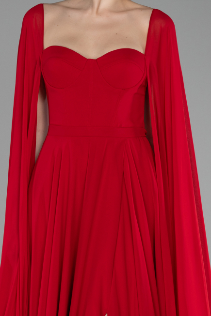 Standesamtkleid Lang Chiffon Rot ABU4158