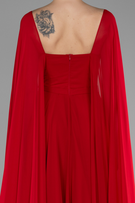 Standesamtkleid Lang Chiffon Rot ABU4158