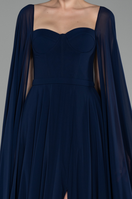 Standesamtkleid Lang Chiffon Marineblau ABU4158