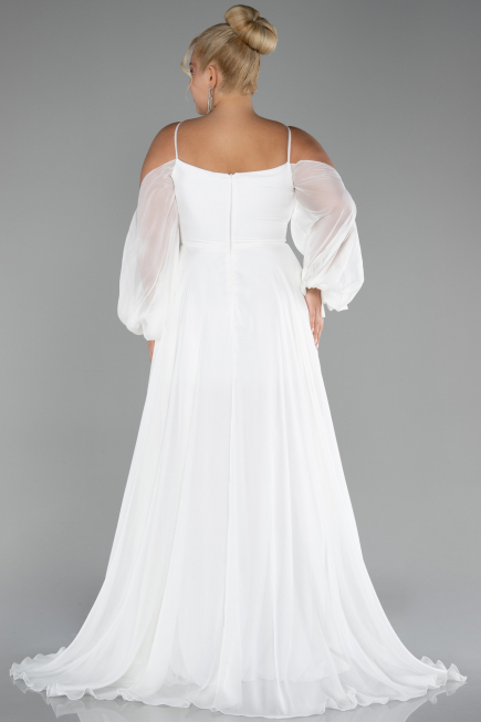 Verlobungskleid In Übergröße Lang Chiffon Weiß ABU4167