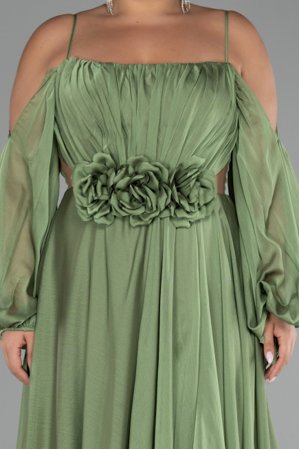 Verlobungskleid In Übergröße Lang Chiffon Khaki ABU4167