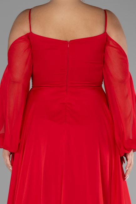 Verlobungskleid In Übergröße Lang Chiffon Rot ABU4167