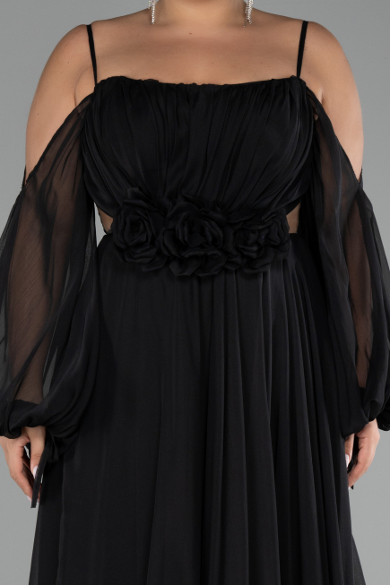Verlobungskleid In Übergröße Lang Chiffon Schwarz ABU4167