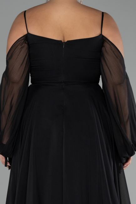 Verlobungskleid In Übergröße Lang Chiffon Schwarz ABU4167