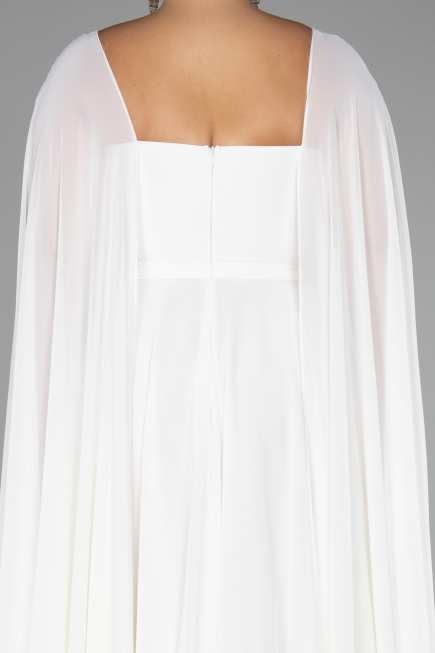 Kleider in Großen Größen Lang Chiffon Weiß ABU4161