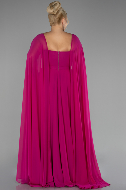 Kleider in Großen Größen Lang Chiffon Fuchsie ABU4161