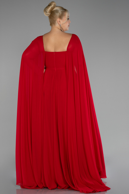Kleider in Großen Größen Lang Chiffon Rot ABU4161