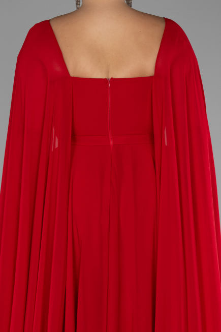 Kleider in Großen Größen Lang Chiffon Rot ABU4161