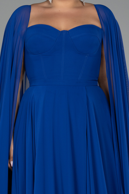 Kleider in Großen Größen Lang Chiffon Sächsischblau ABU4161