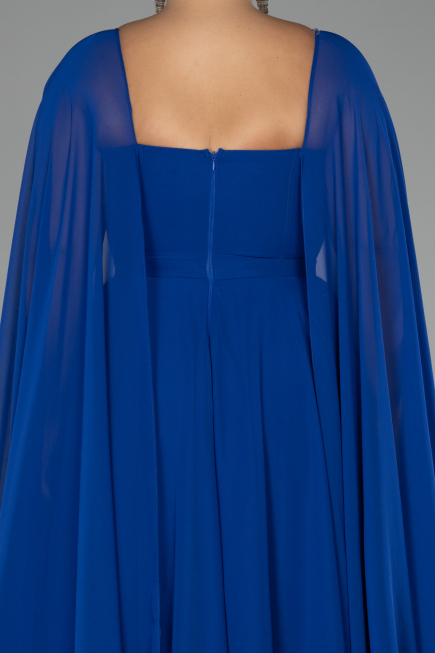 Kleider in Großen Größen Lang Chiffon Sächsischblau ABU4161