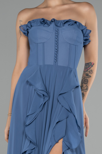 Abschlusskleid Lang Chiffon Indigo ABU4214