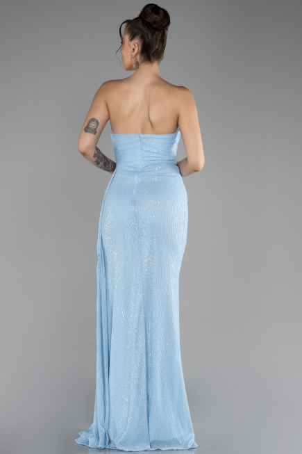Eisblau Abendkleid Schuppig Lang ABU3134