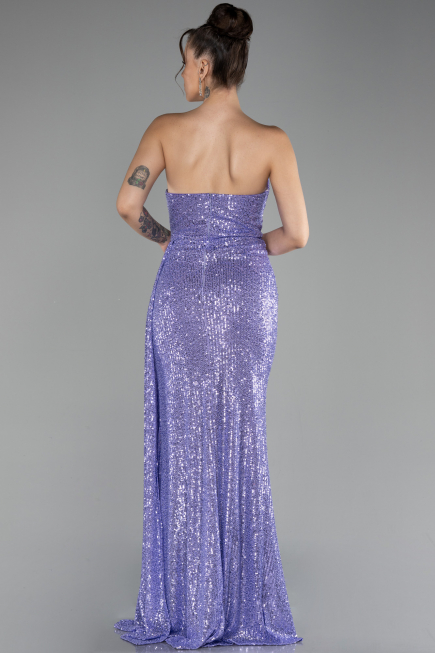 Abendkleid Lang Schuppig Lila ABU3134