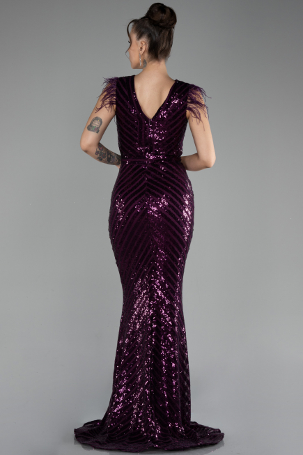 Verlobungskleid Lang Pflaume ABU881