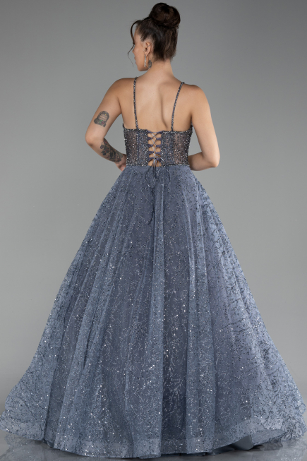 Grau Abendkleid Lang ABU3839