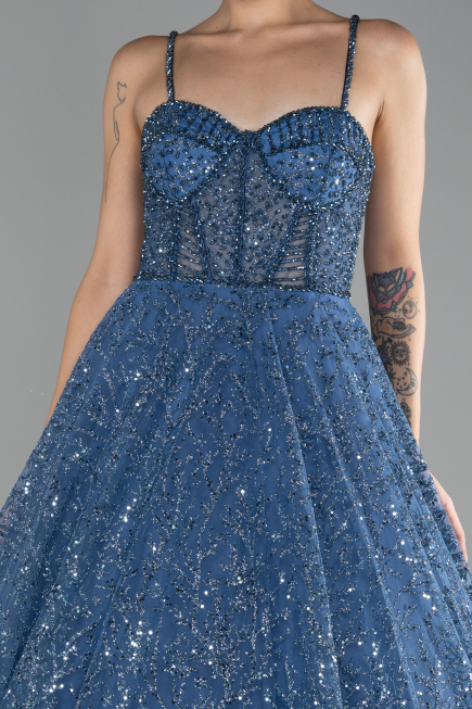 Indigo Abendkleid Lang ABU3839