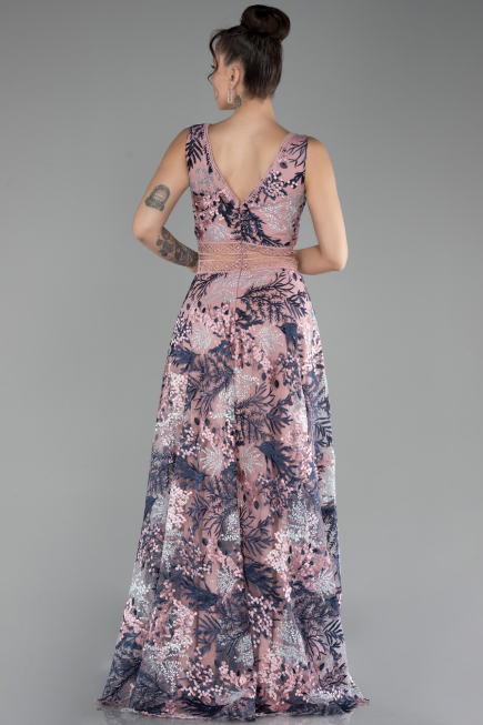 Abendkleid Lang Guipure Spitze Puder ABU4244