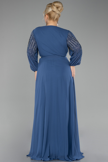 Abendkleid in Übergröße Lang Chiffon Indigo ABU4257