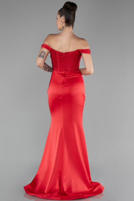 Abendkleid Lang Satin Rot ABU4264